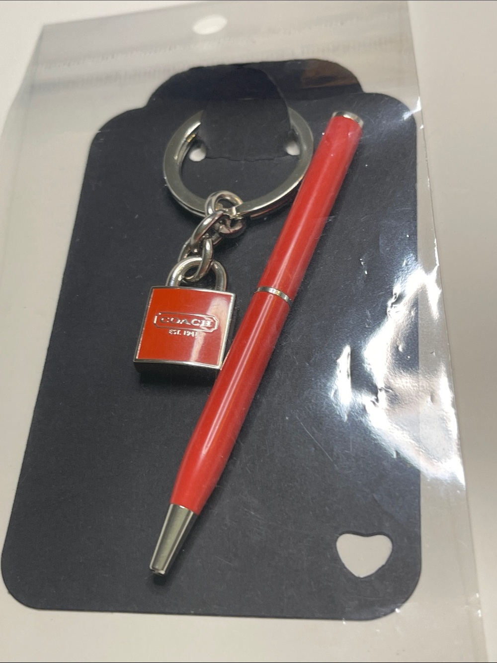 Coach Orange Enamel Padlock Keyring and Coach Pen - Picture 6 of 6
